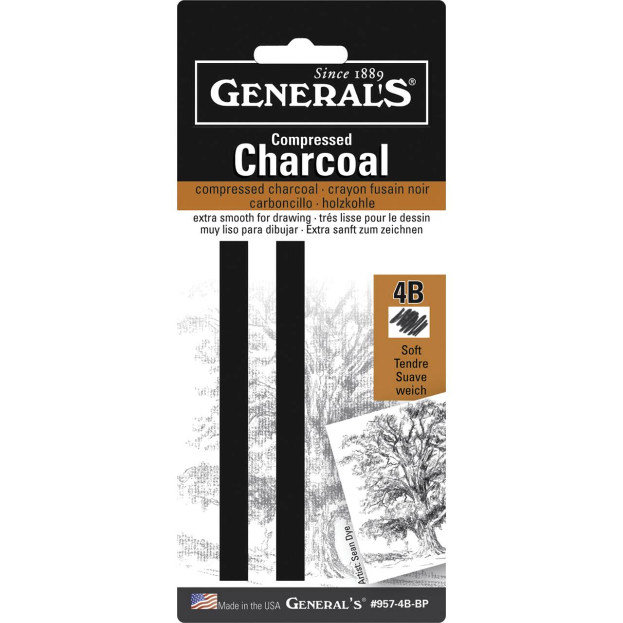 General&#x27;s&#xAE; 4B Pencil Medium Compressed Charcoal Set, 2ct.